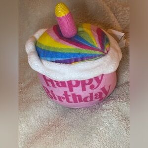 Colorful Birthday Cup Cake Plush Decoration that lights up and sings